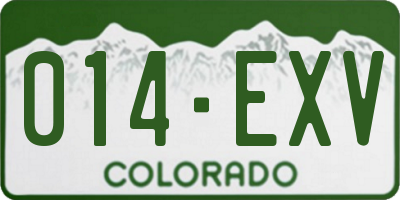 CO license plate 014EXV