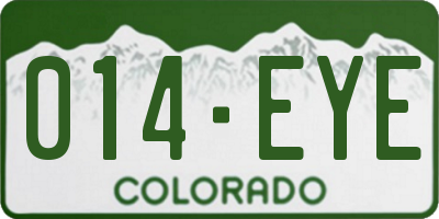 CO license plate 014EYE