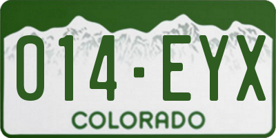 CO license plate 014EYX