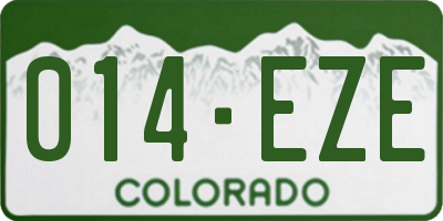 CO license plate 014EZE