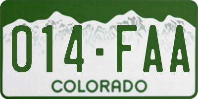 CO license plate 014FAA