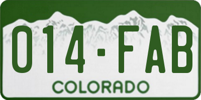CO license plate 014FAB