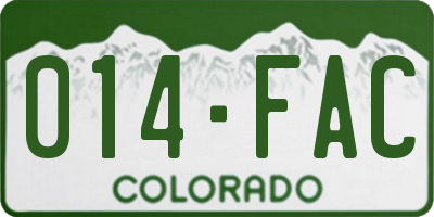 CO license plate 014FAC