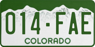 CO license plate 014FAE