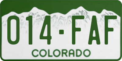 CO license plate 014FAF
