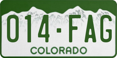 CO license plate 014FAG
