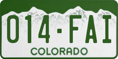 CO license plate 014FAI