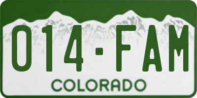 CO license plate 014FAM