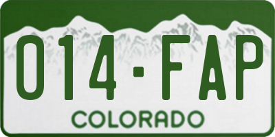 CO license plate 014FAP