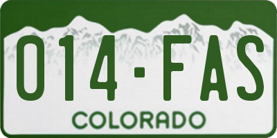 CO license plate 014FAS