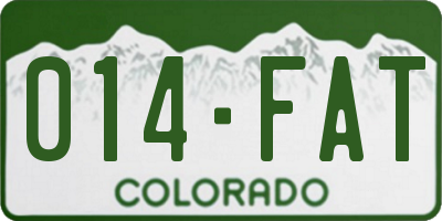 CO license plate 014FAT