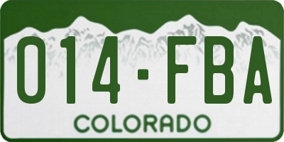 CO license plate 014FBA