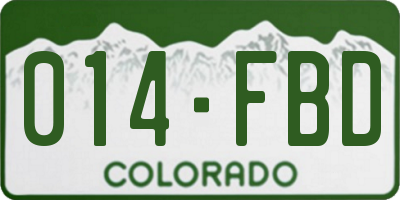CO license plate 014FBD