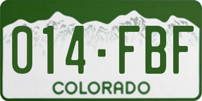 CO license plate 014FBF