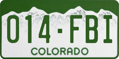 CO license plate 014FBI