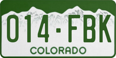 CO license plate 014FBK