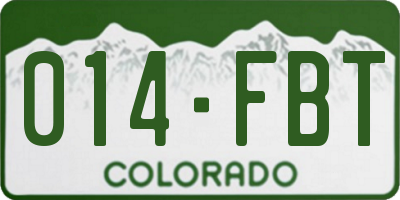 CO license plate 014FBT