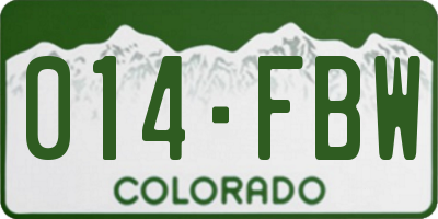 CO license plate 014FBW