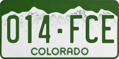CO license plate 014FCE
