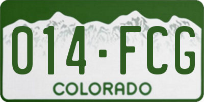 CO license plate 014FCG