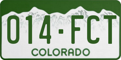 CO license plate 014FCT