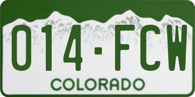 CO license plate 014FCW
