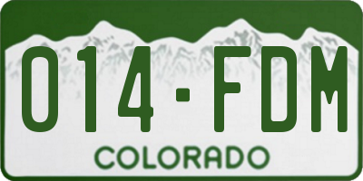 CO license plate 014FDM