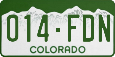 CO license plate 014FDN