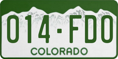 CO license plate 014FDO