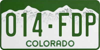 CO license plate 014FDP