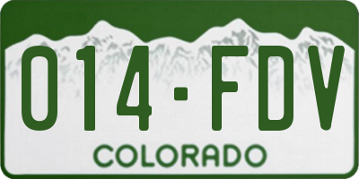 CO license plate 014FDV