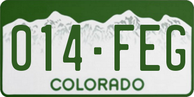 CO license plate 014FEG