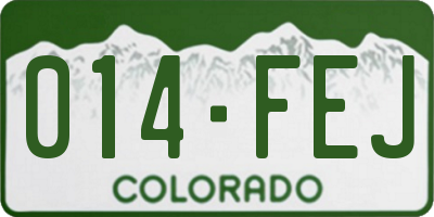 CO license plate 014FEJ