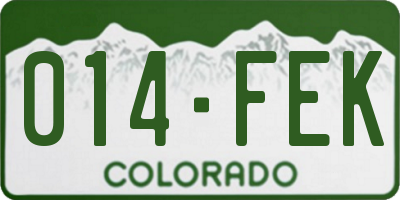 CO license plate 014FEK
