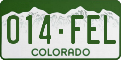 CO license plate 014FEL