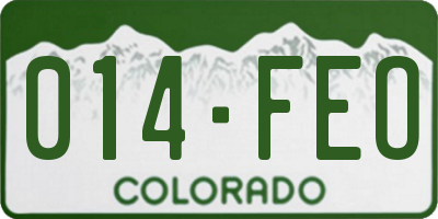 CO license plate 014FEO