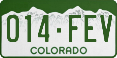 CO license plate 014FEV