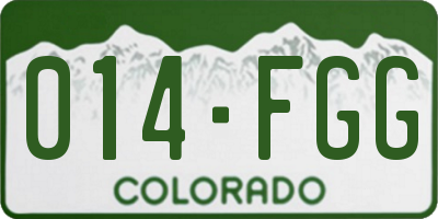 CO license plate 014FGG