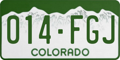 CO license plate 014FGJ