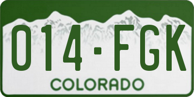 CO license plate 014FGK