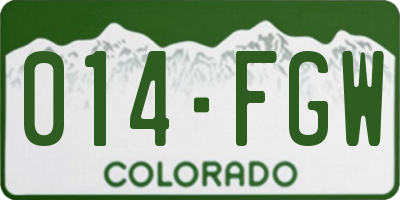 CO license plate 014FGW