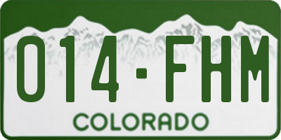 CO license plate 014FHM