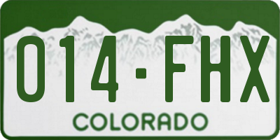 CO license plate 014FHX