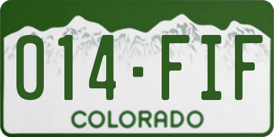 CO license plate 014FIF