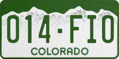 CO license plate 014FIO