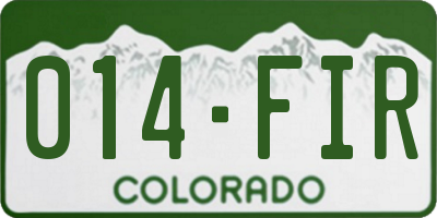 CO license plate 014FIR