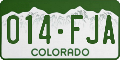 CO license plate 014FJA