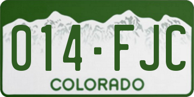 CO license plate 014FJC
