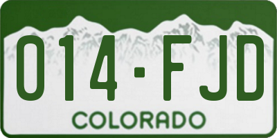 CO license plate 014FJD