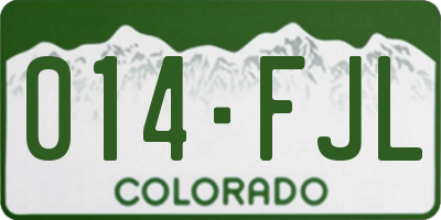 CO license plate 014FJL